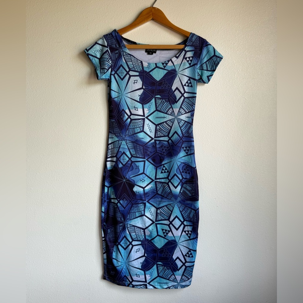 Tano Blue Geometric Midi Dress